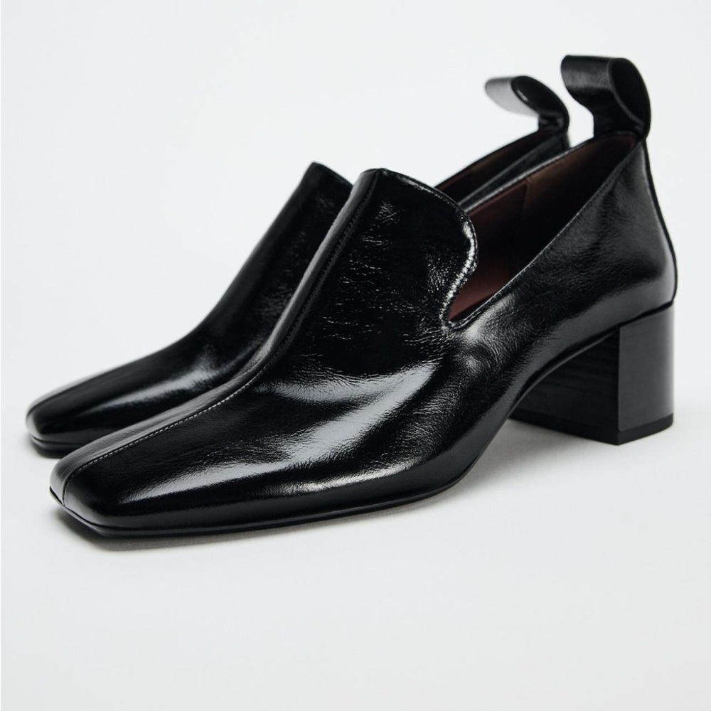 ZARA heeled leather loafers